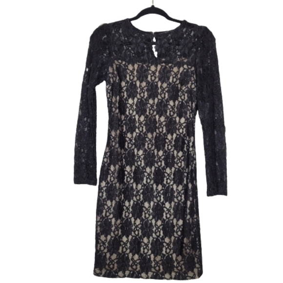 Zara Black Lace Flower Embroidered Dress - Picture 1 of 12